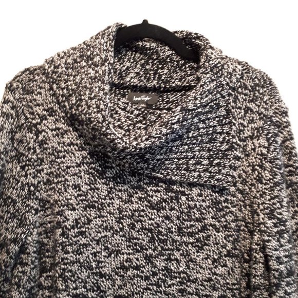 "Lord & Taylor" Split cowl neck sweater/tunic in dark grey. Size large - Picture 3 of 5